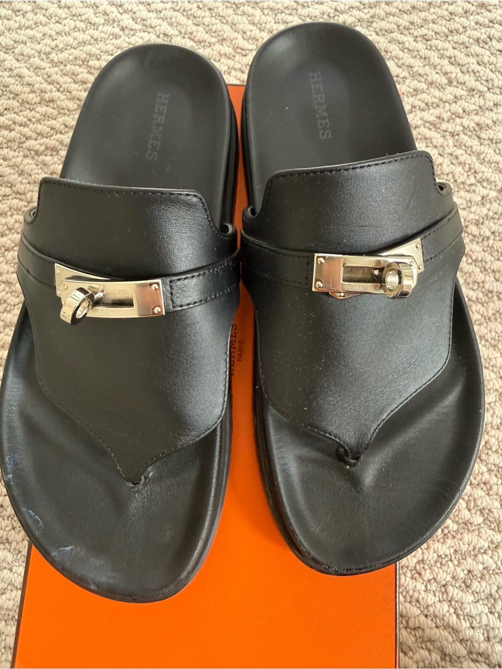 Authentic Hermès Black Empire Sandal